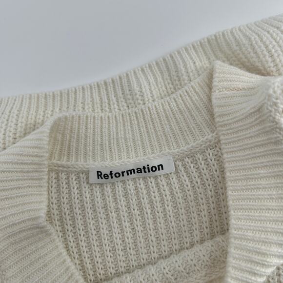 REFORMATION Lilac Knit Top Womens Small Cottage Beigecore Normcore Academia Boho - Picture 6 of 8